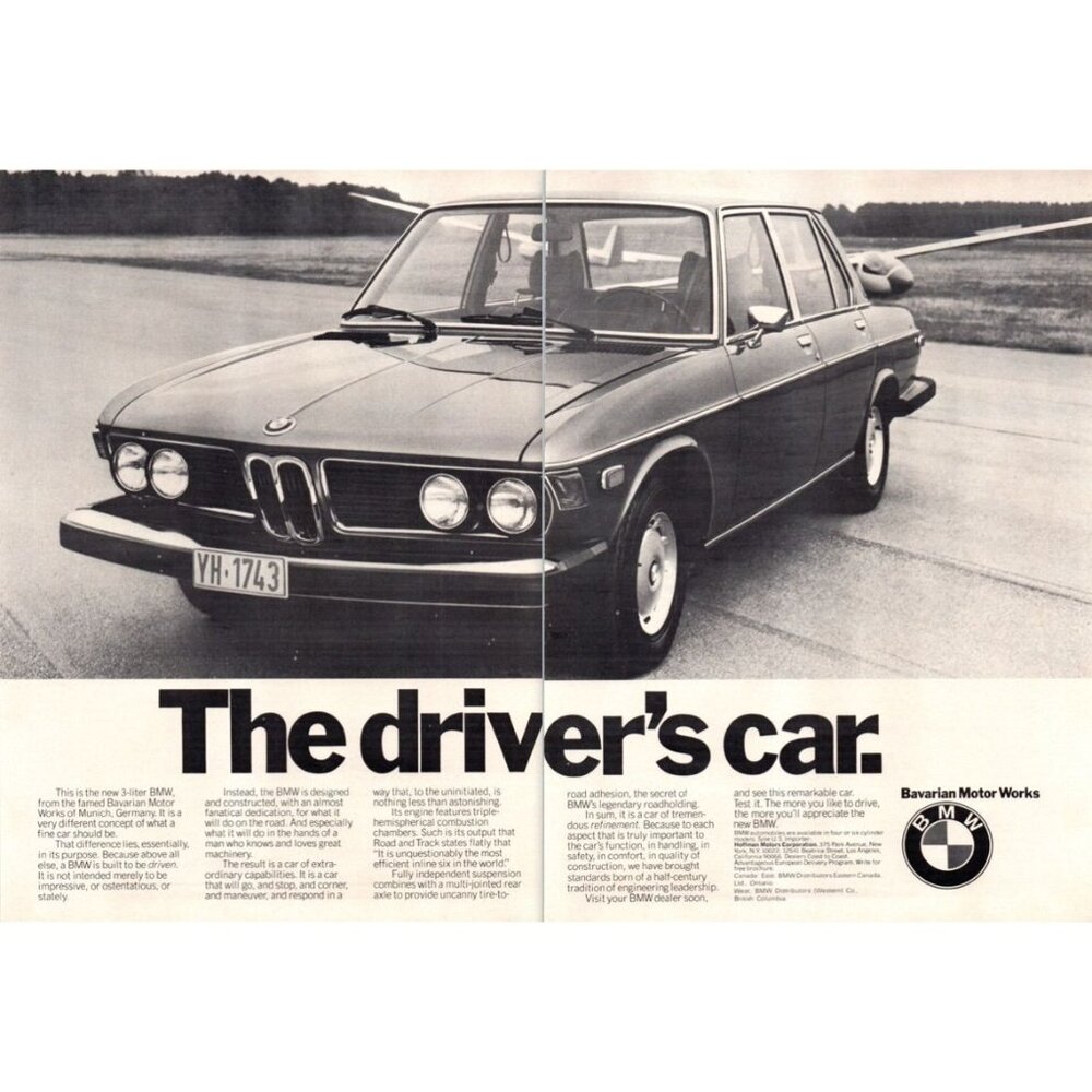 1974 BMW 3.0S Luxury Sports Sedan 2pg Vintage Print Ad Ultralight Airplane 70s